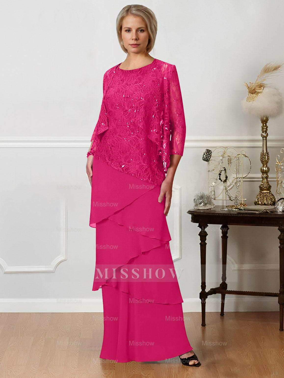 Floor-Length A-Line Mother of the Bride Dresses with Jewel Neck