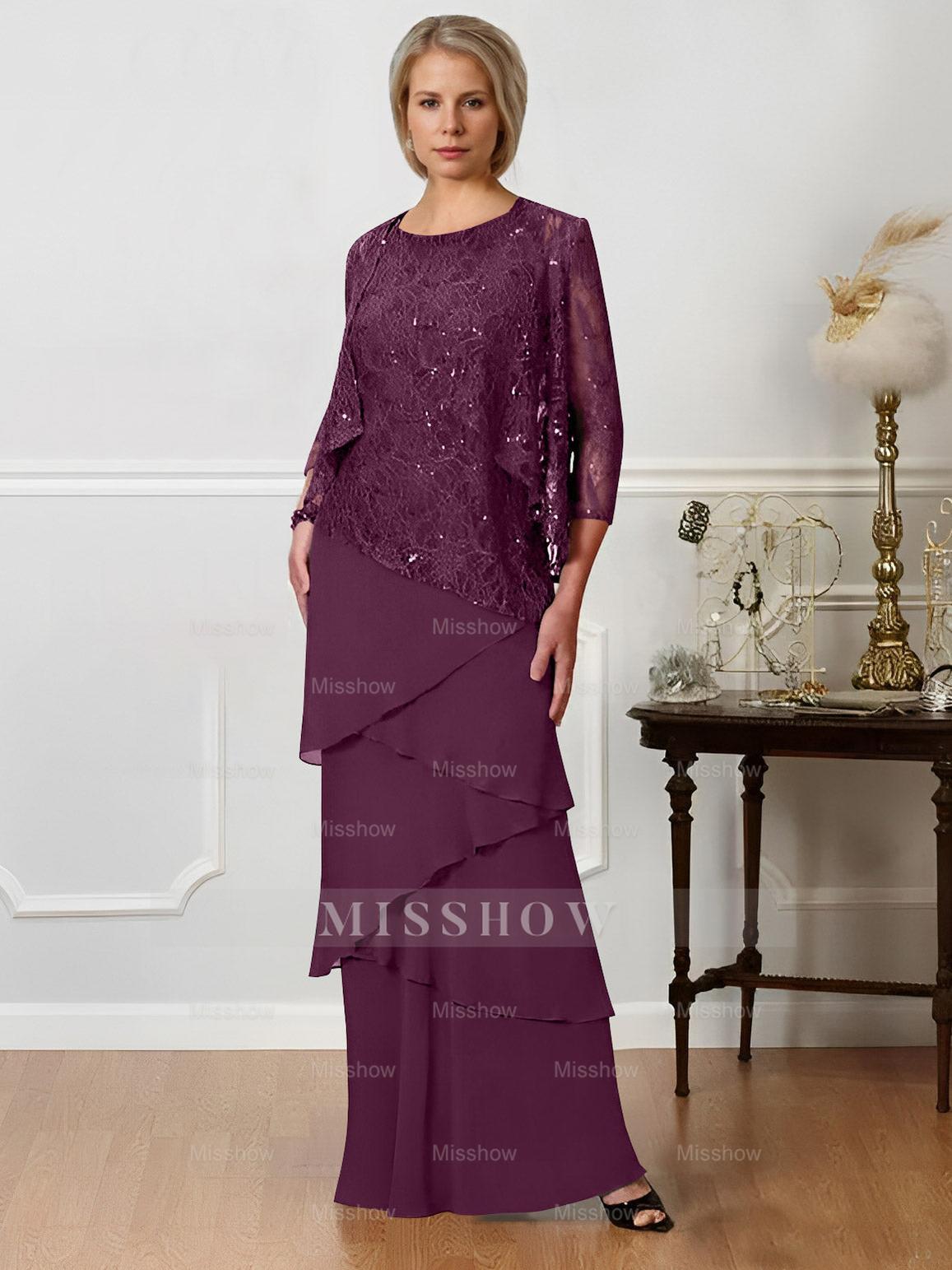Floor-Length A-Line Mother of the Bride Dresses with Jewel Neck