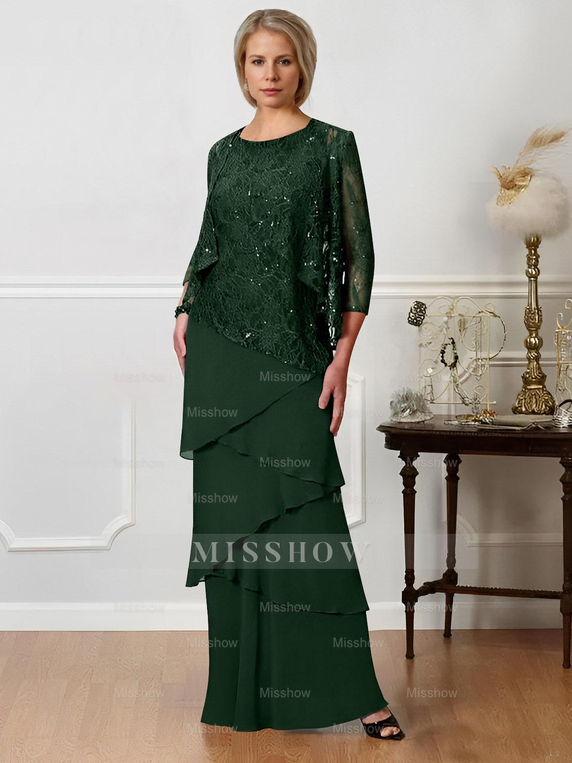 Floor-Length A-Line Mother of the Bride Dresses with Jewel Neck