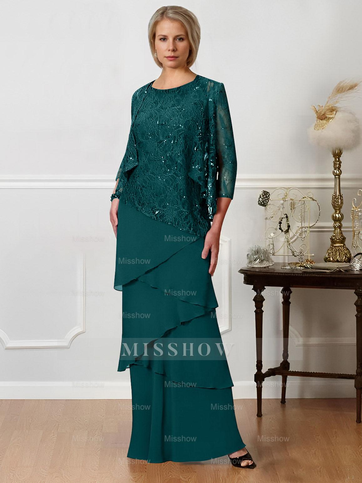 Floor-Length A-Line Mother of the Bride Dresses with Jewel Neck