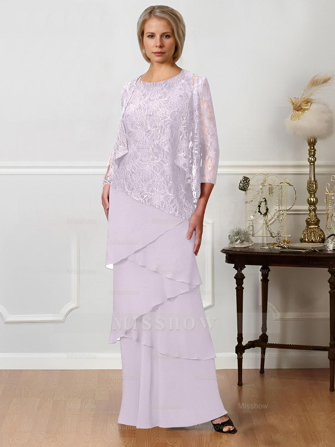 Floor-Length A-Line Mother of the Bride Dresses with Jewel Neck