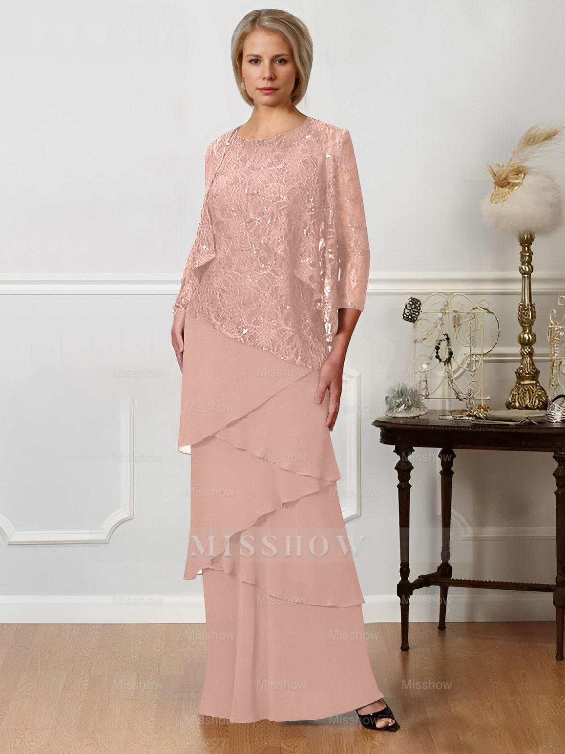 Floor-Length A-Line Mother of the Bride Dresses with Jewel Neck