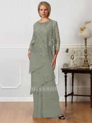 Floor-Length A-Line Mother of the Bride Dresses with Jewel Neck