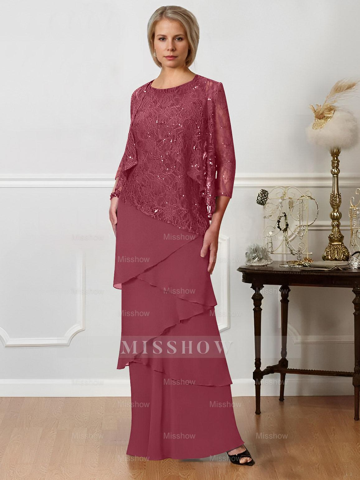 Floor-Length A-Line Mother of the Bride Dresses with Jewel Neck