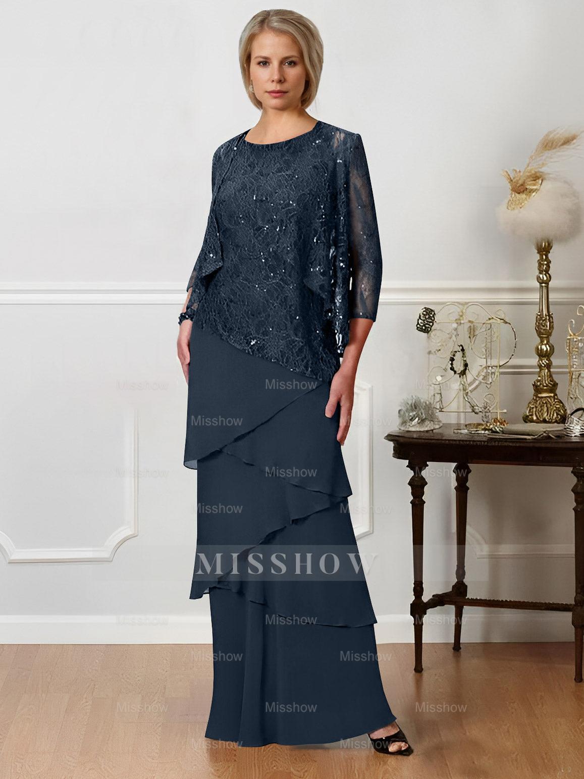 Floor-Length A-Line Mother of the Bride Dresses with Jewel Neck