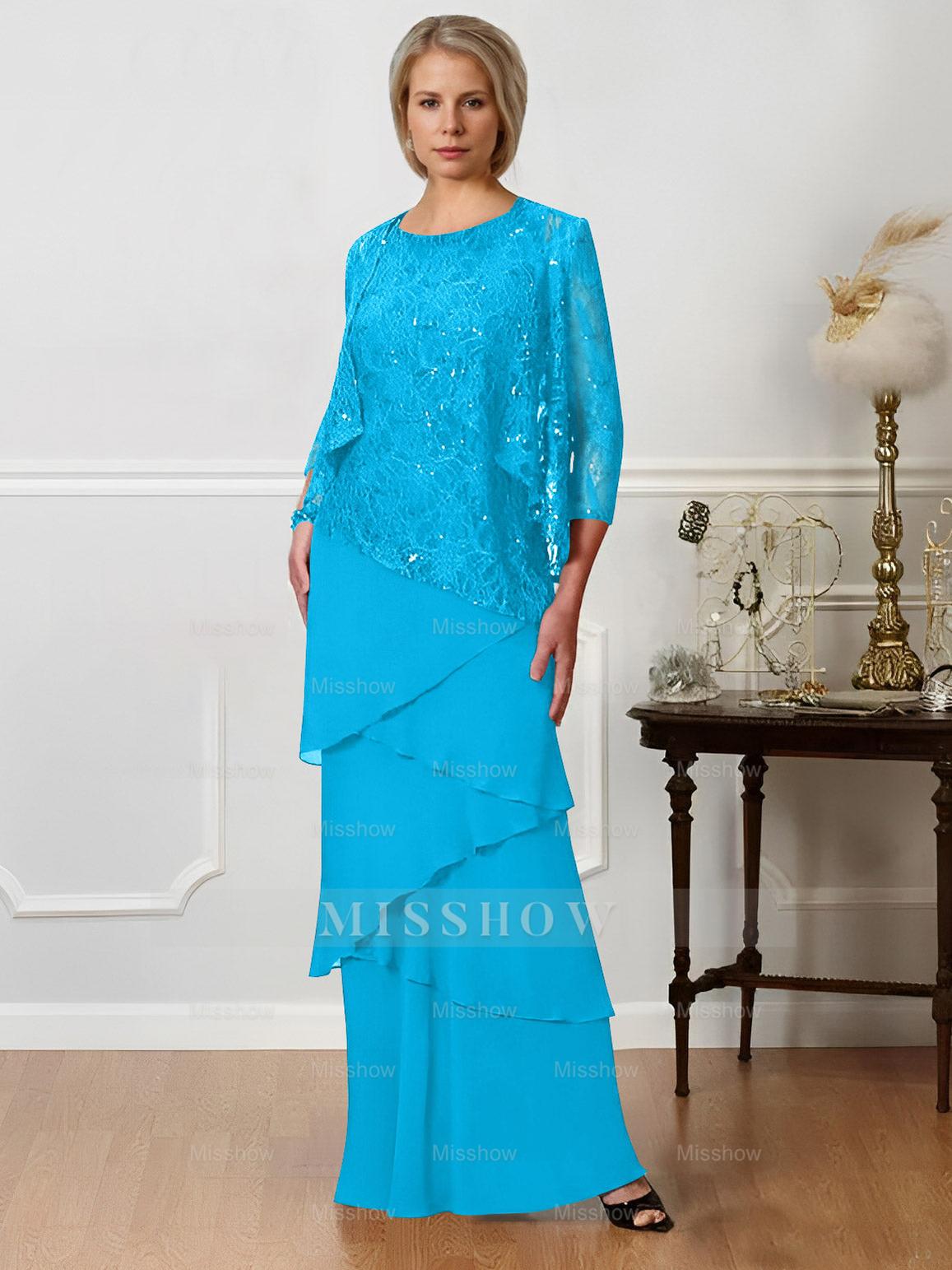 Floor-Length A-Line Mother of the Bride Dresses with Jewel Neck