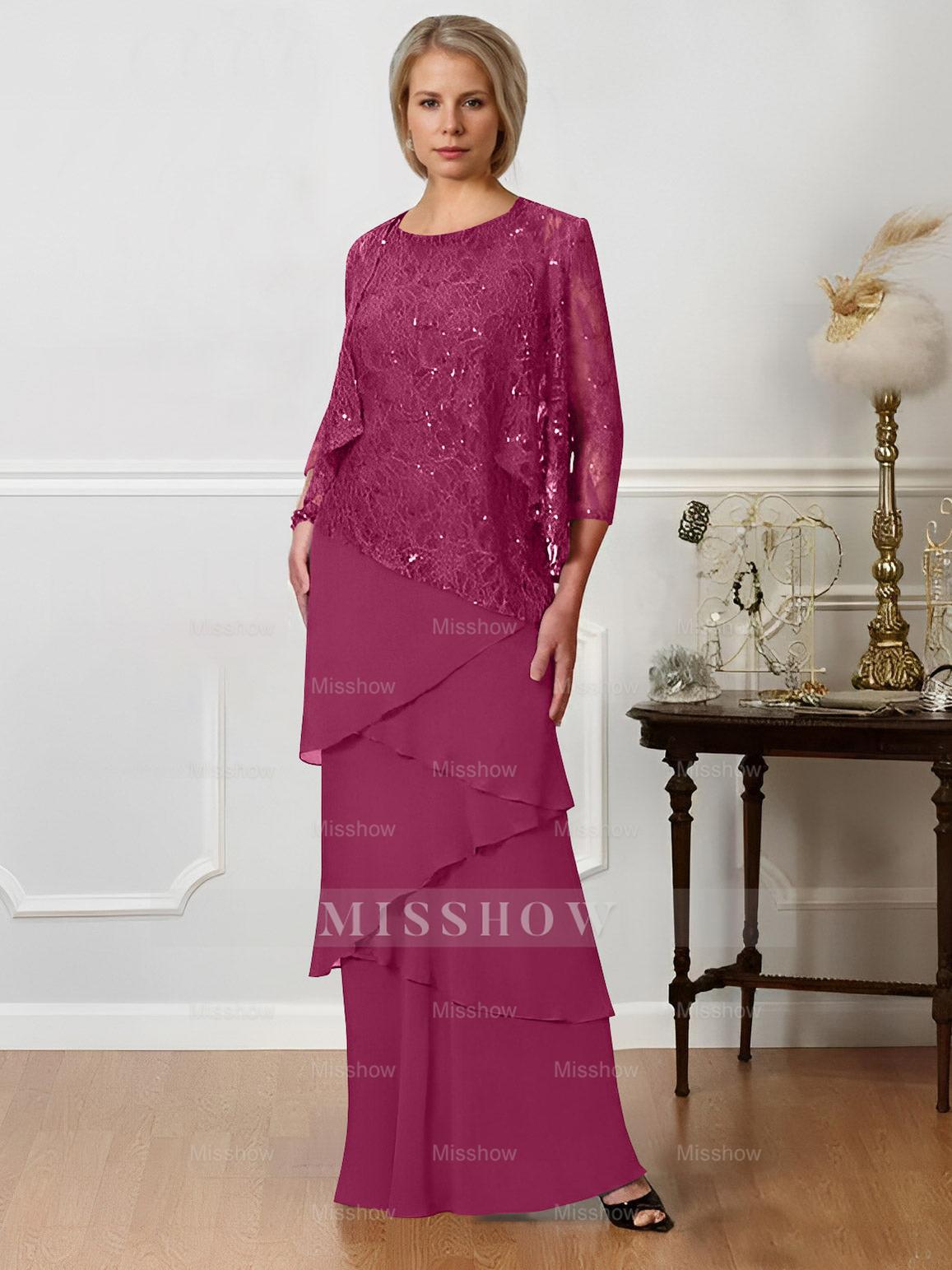 Floor-Length A-Line Mother of the Bride Dresses with Jewel Neck