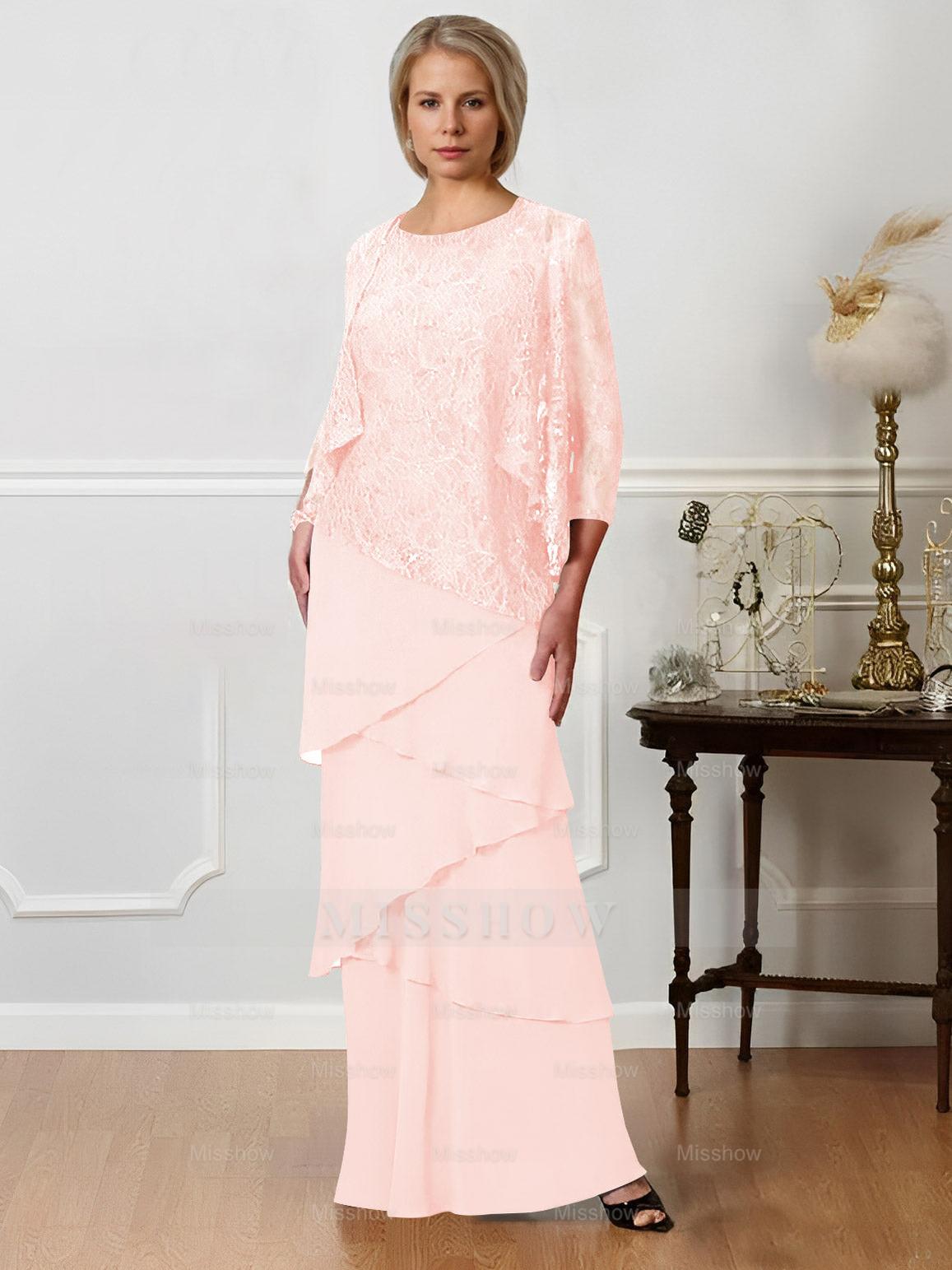 Floor-Length A-Line Mother of the Bride Dresses with Jewel Neck