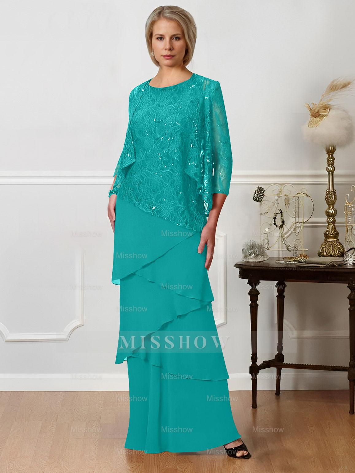 Floor-Length A-Line Mother of the Bride Dresses with Jewel Neck