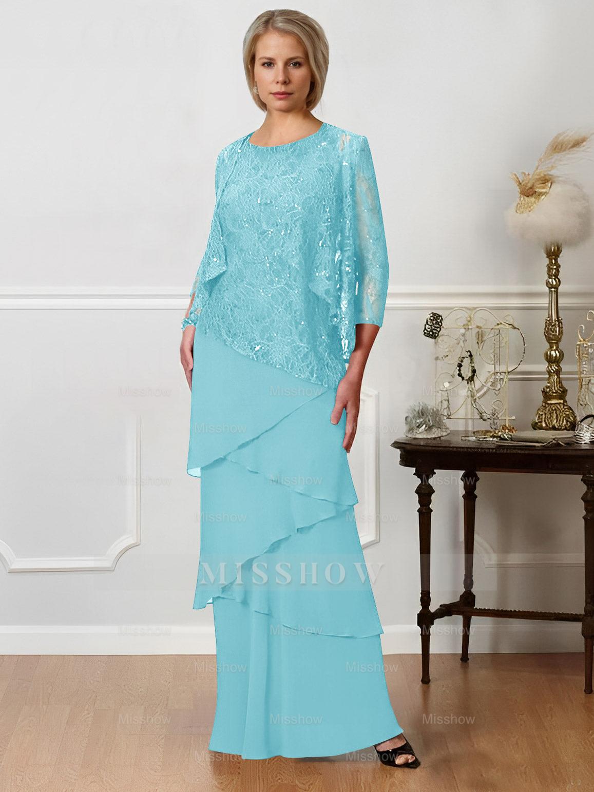 Floor-Length A-Line Mother of the Bride Dresses with Jewel Neck