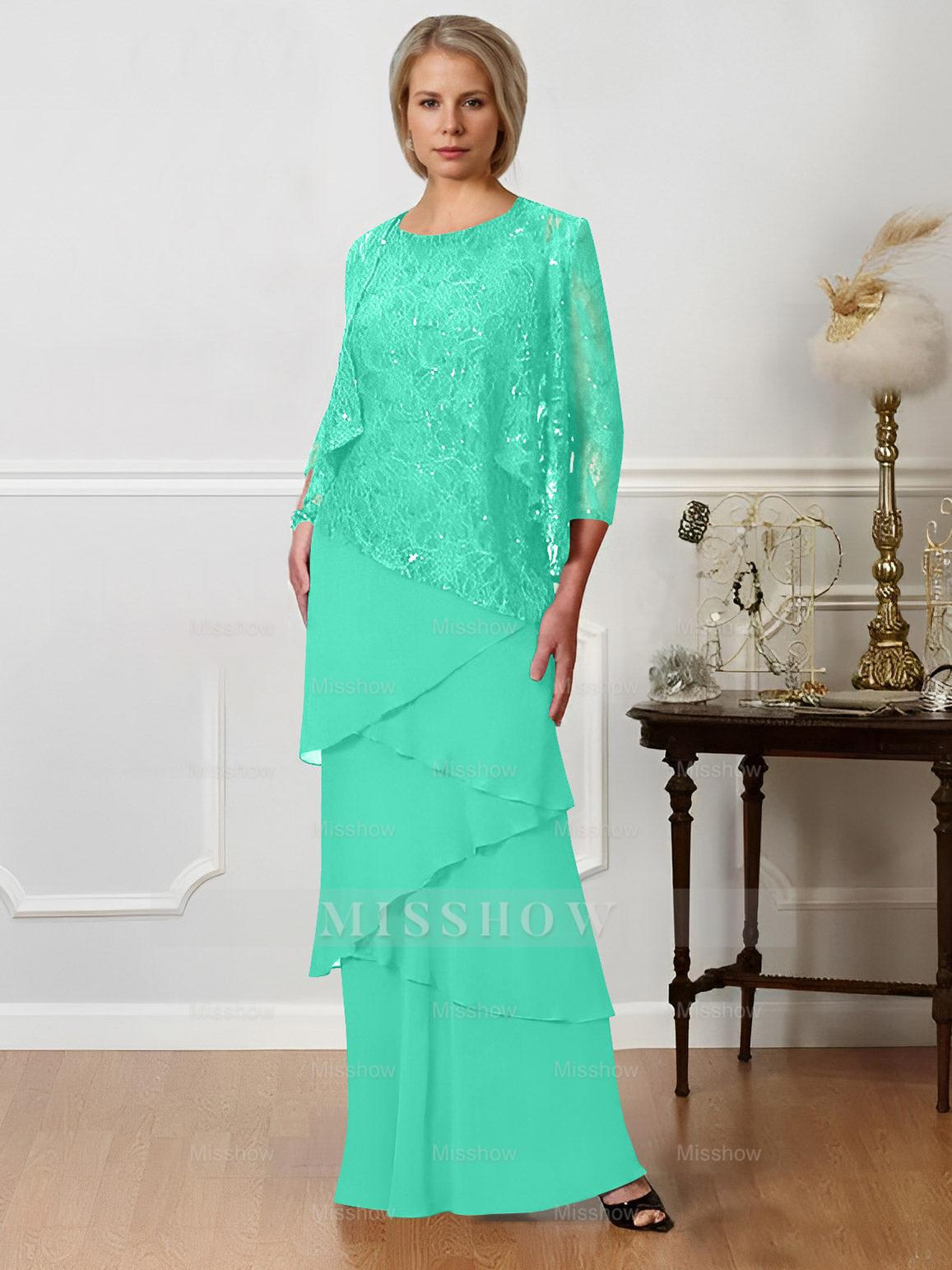 Floor-Length A-Line Mother of the Bride Dresses with Jewel Neck