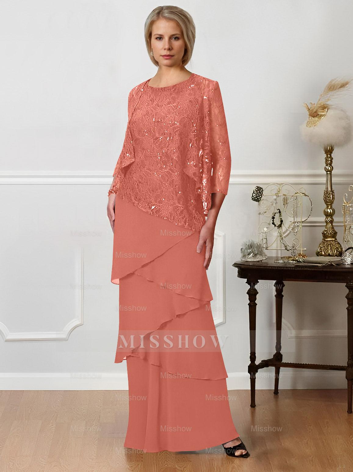 Floor-Length A-Line Mother of the Bride Dresses with Jewel Neck