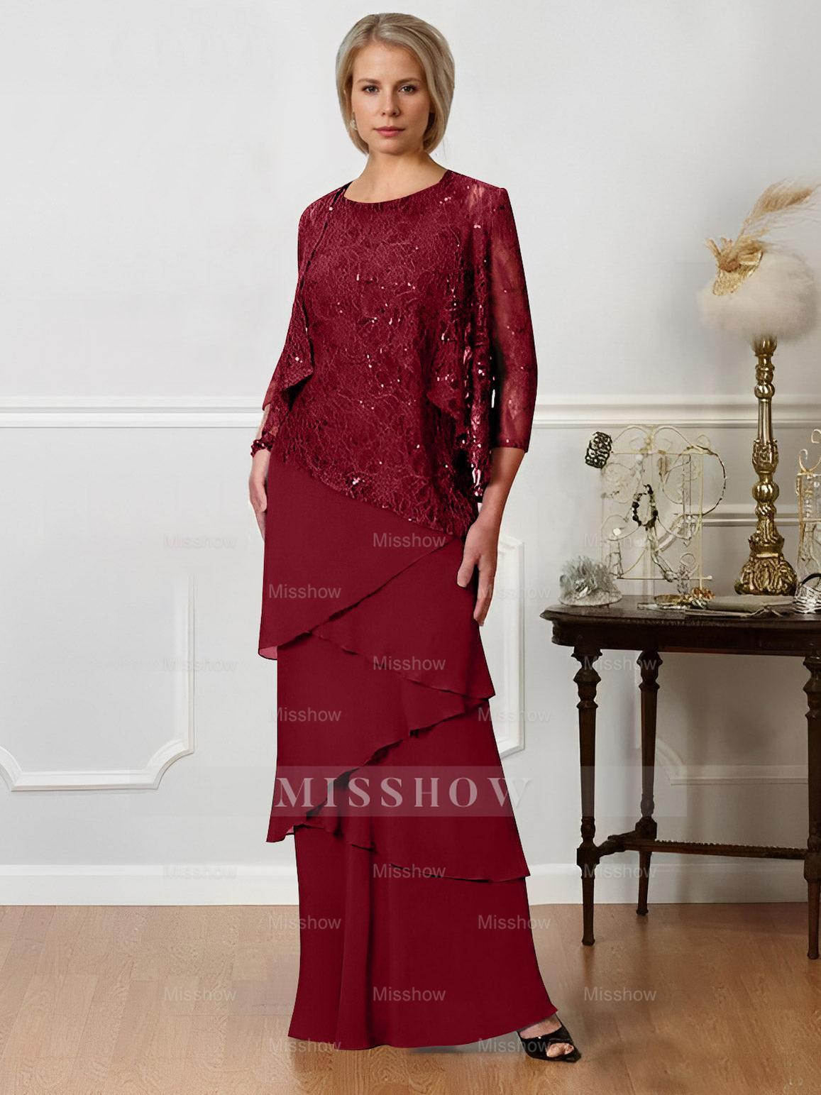 Floor-Length A-Line Mother of the Bride Dresses with Jewel Neck