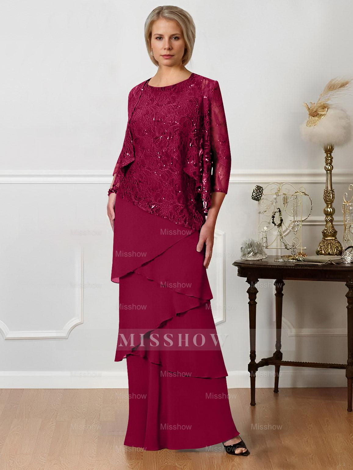 Floor-Length A-Line Mother of the Bride Dresses with Jewel Neck
