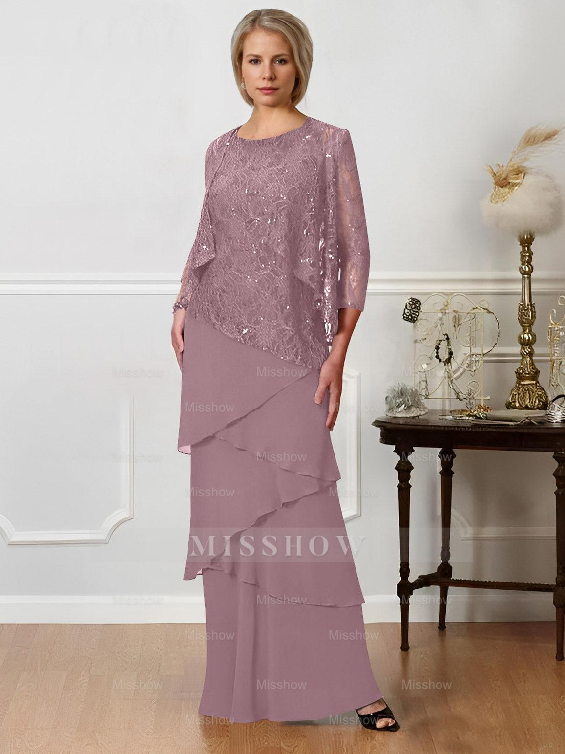 Floor-Length A-Line Mother of the Bride Dresses with Jewel Neck