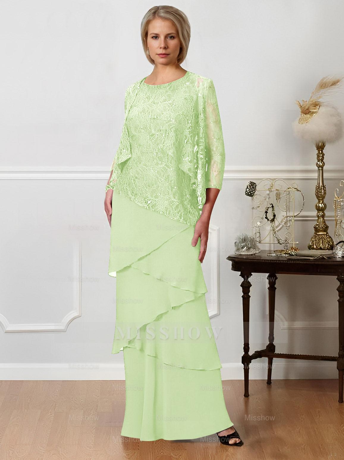 Floor-Length A-Line Mother of the Bride Dresses with Jewel Neck
