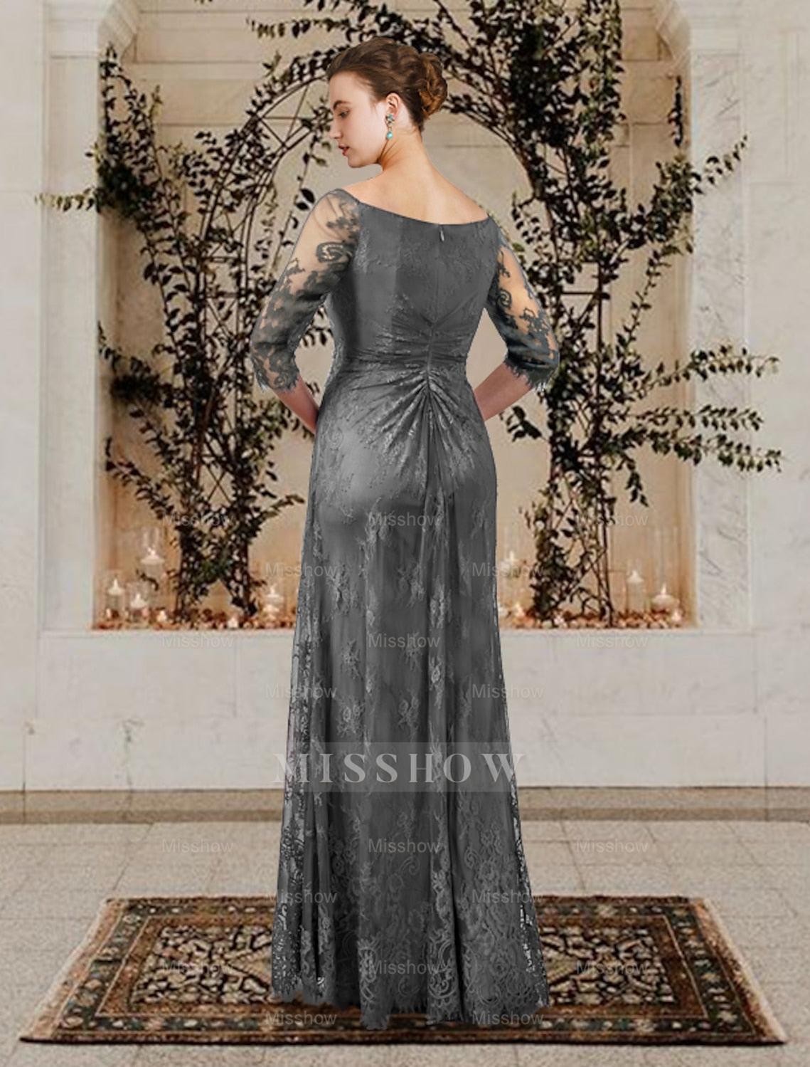 Floor-Length A-Line Princess Gown with Jewel Neckline for the Mother of the Bride