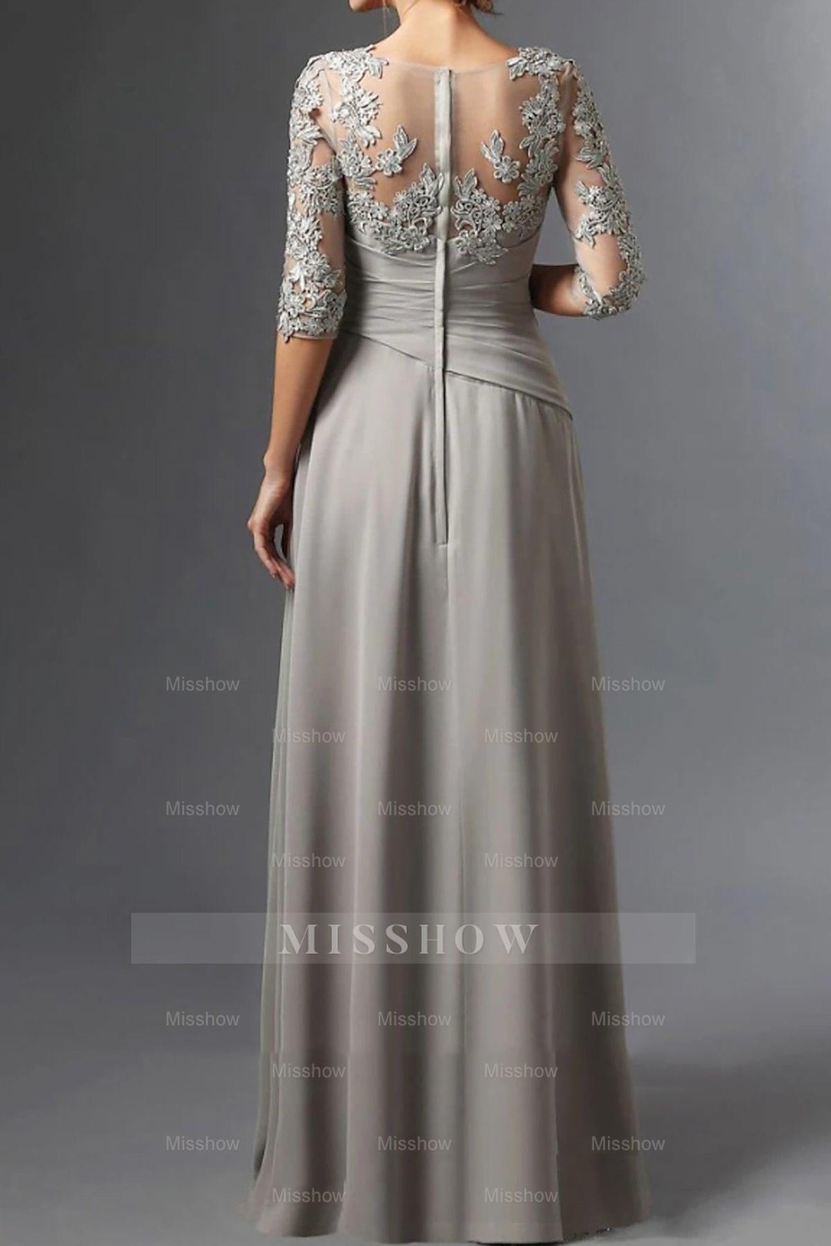 Floor-Length A-Line Princess Gown with Square Neck and Half Sleeves