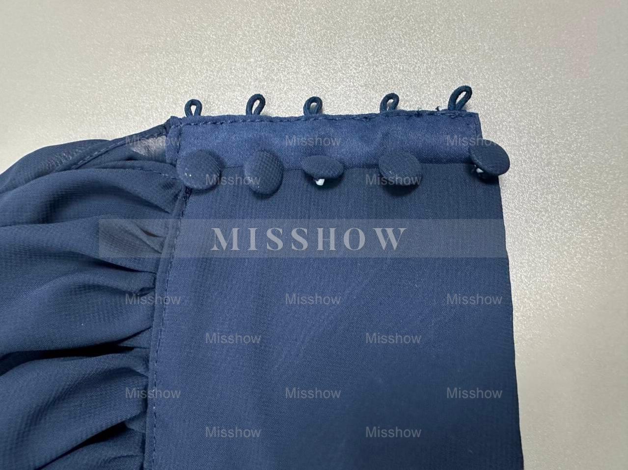 Floor-Length Floral Mother of the Bride Princess V-Neck A-Line Dress With Long Sleeves and Flower