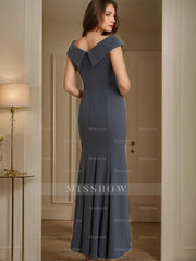 Floor-Length Mermaid/Trumpet Mother of the Bride & Groom Dresses with Rhinestone Cowl Neck
