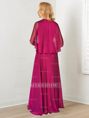 Floor-Length Mother of the Bride A-Line/Princess Dress with Hand-Beaded Jewel Neckline