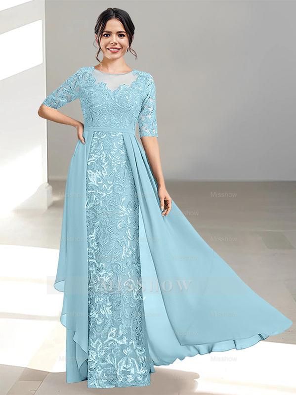 Floor-Length Mother of the Bride Dress with A-Line and Princess Scoop Necklines