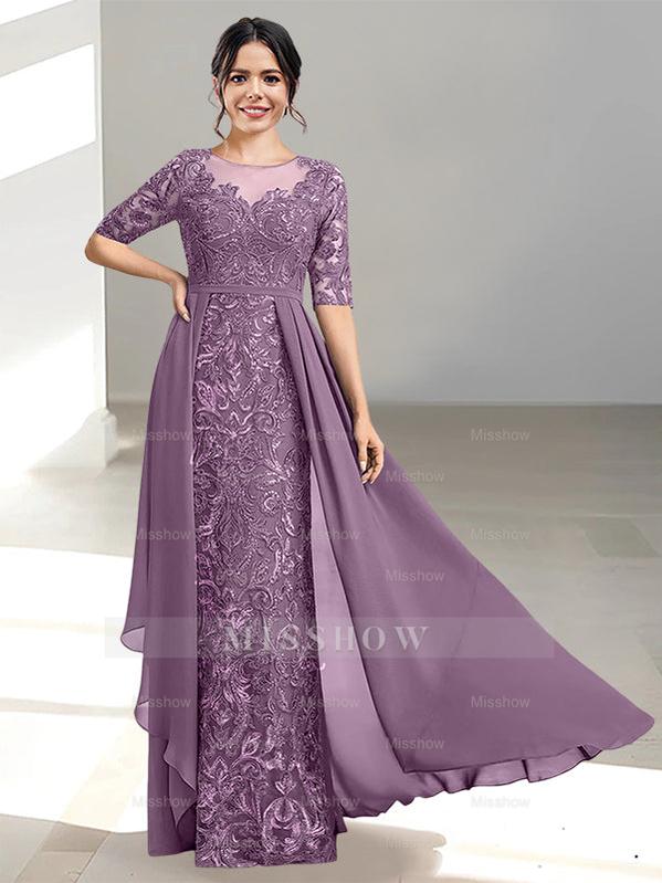 Floor-Length Mother of the Bride Dress with A-Line and Princess Scoop Necklines
