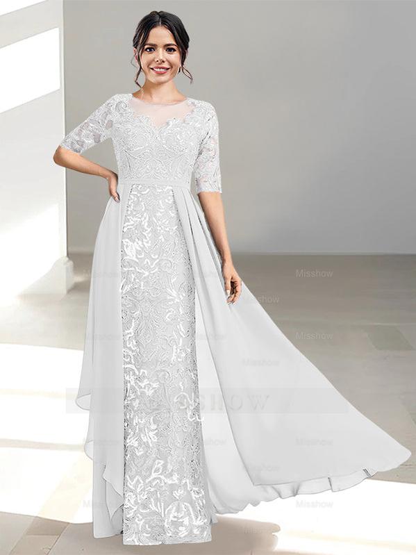 Floor-Length Mother of the Bride Dress with A-Line and Princess Scoop Necklines