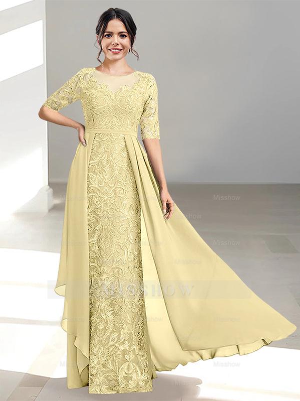 Floor-Length Mother of the Bride Dress with A-Line and Princess Scoop Necklines