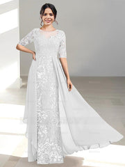 Floor-Length Mother of the Bride Dress with A-Line and Princess Scoop Necklines