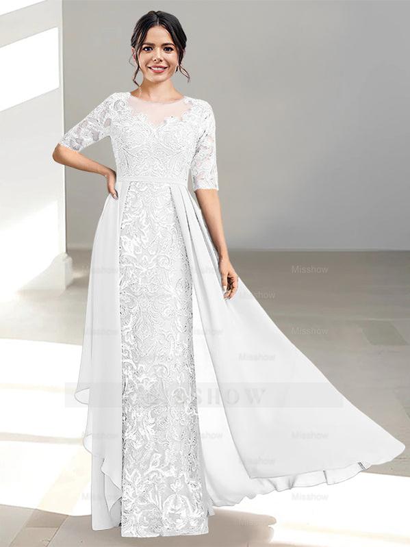 Floor-Length Mother of the Bride Dress with A-Line and Princess Scoop Necklines