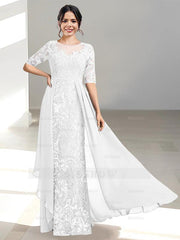 Floor-Length Mother of the Bride Dress with A-Line and Princess Scoop Necklines