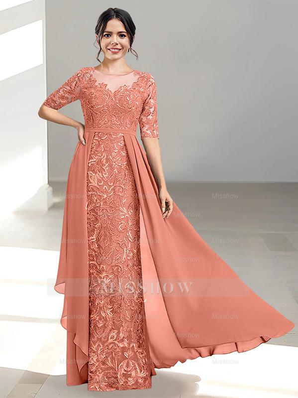 Floor-Length Mother of the Bride Dress with A-Line and Princess Scoop Necklines
