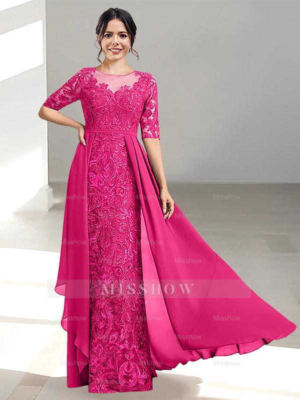 Floor-Length Mother of the Bride Dress with A-Line and Princess Scoop Necklines