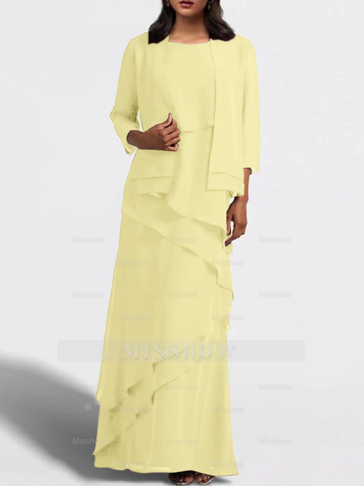 Floor-Length Mother of the Bride Sheath Dress with Matching Jacket