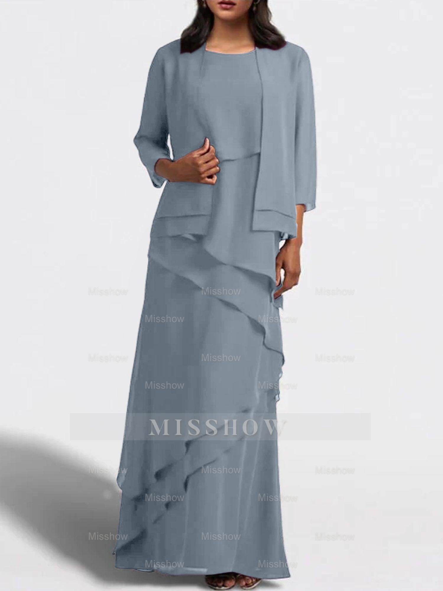 Floor-Length Mother of the Bride Sheath Dress with Matching Jacket