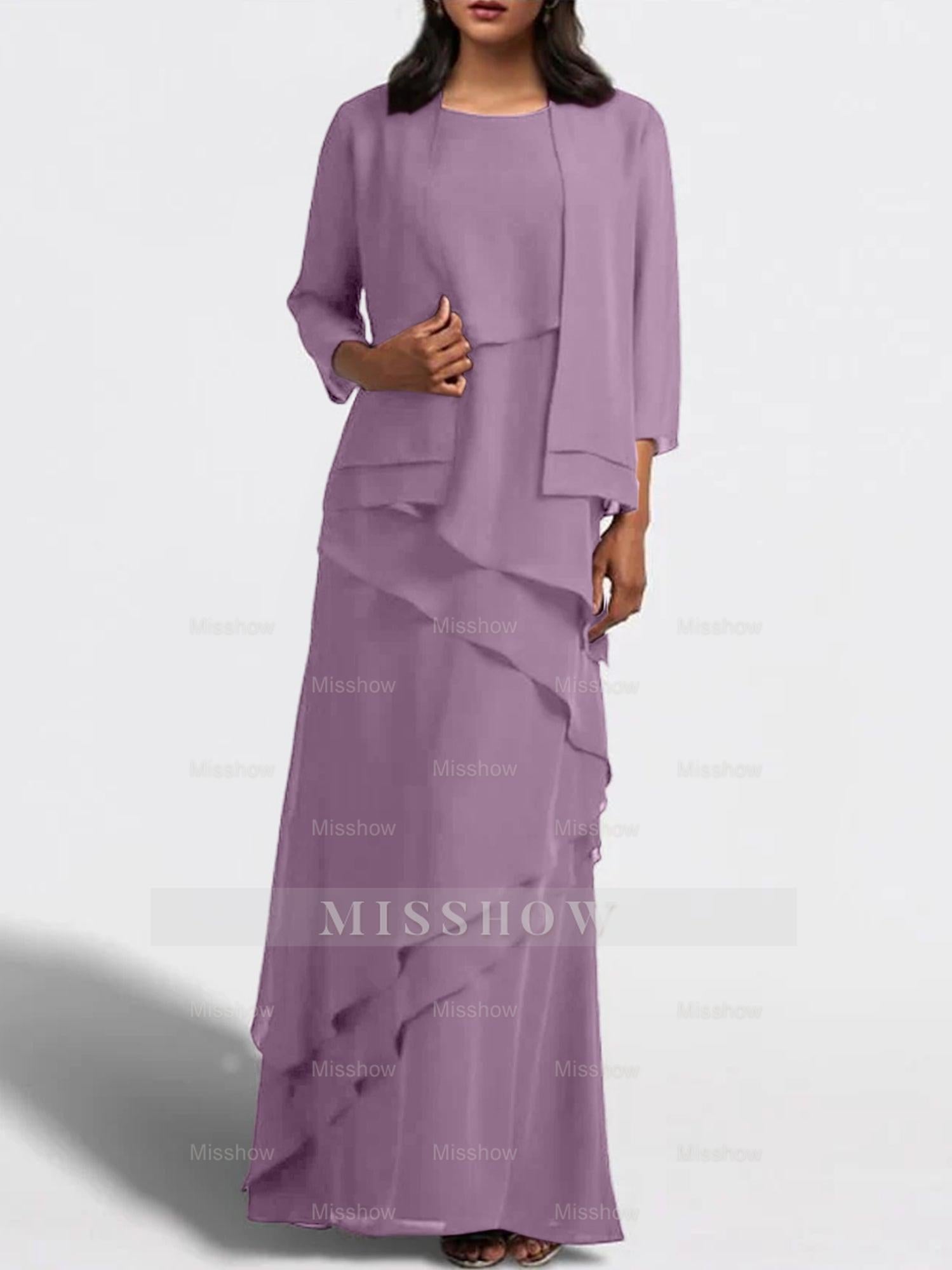 Floor-Length Mother of the Bride Sheath Dress with Matching Jacket