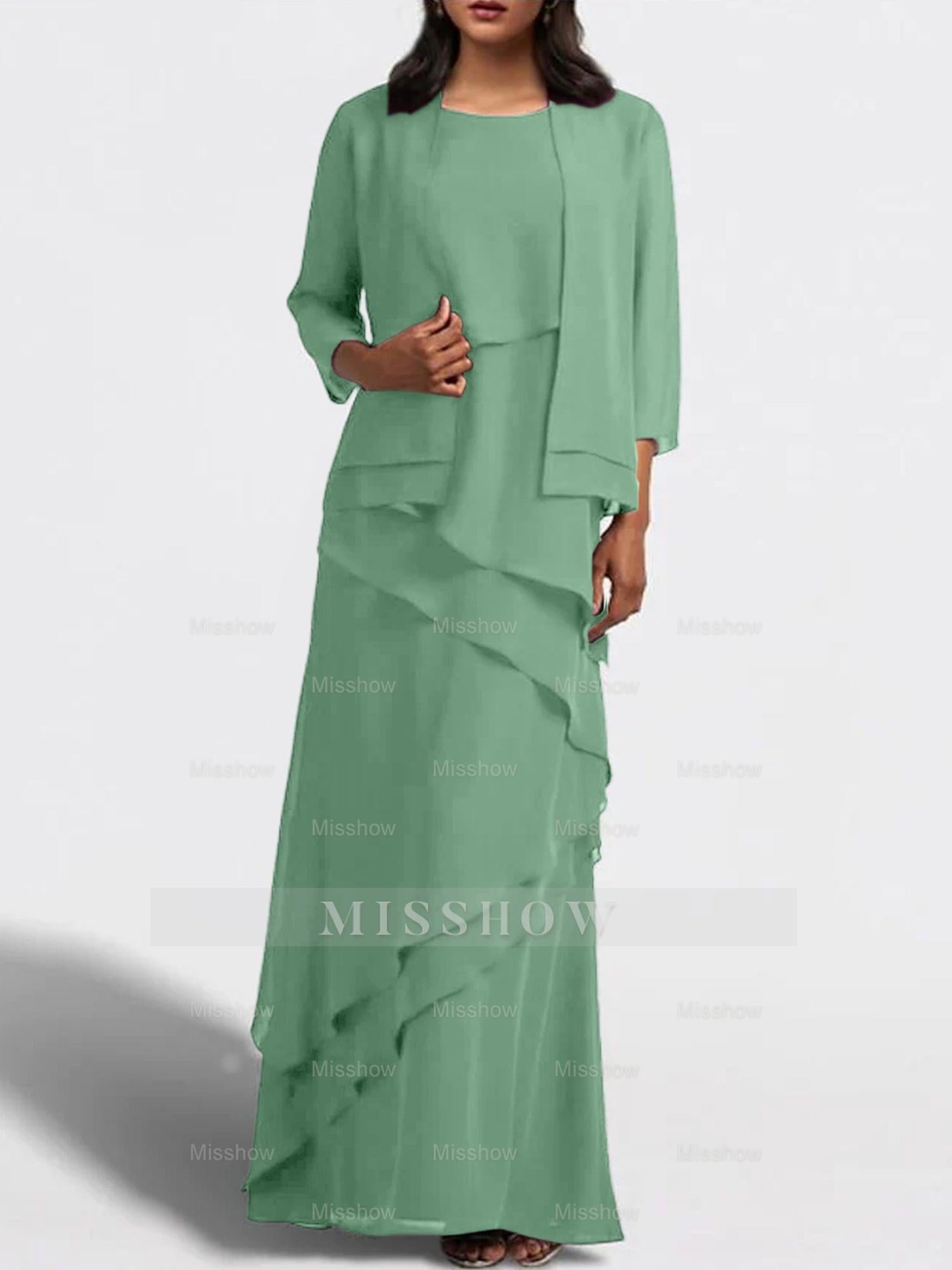 Floor-Length Mother of the Bride Sheath Dress with Matching Jacket