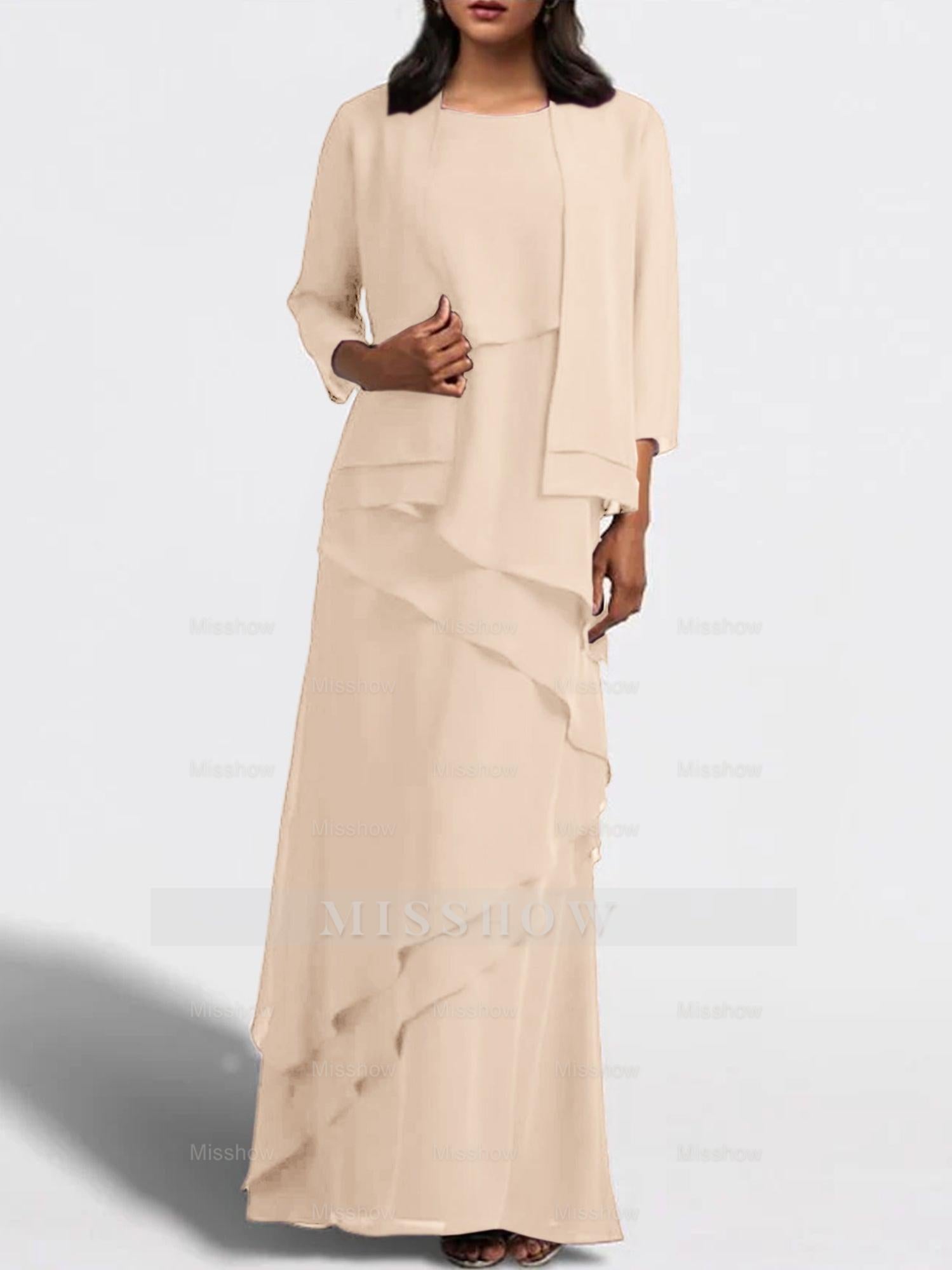 Floor-Length Mother of the Bride Sheath Dress with Matching Jacket