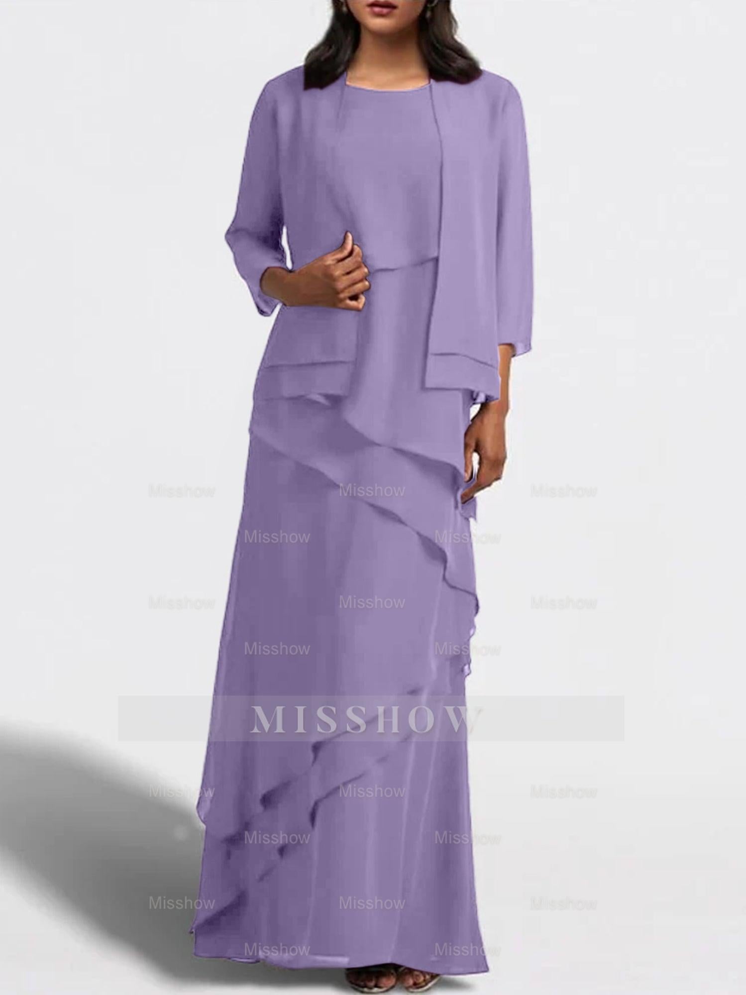 Floor-Length Mother of the Bride Sheath Dress with Matching Jacket