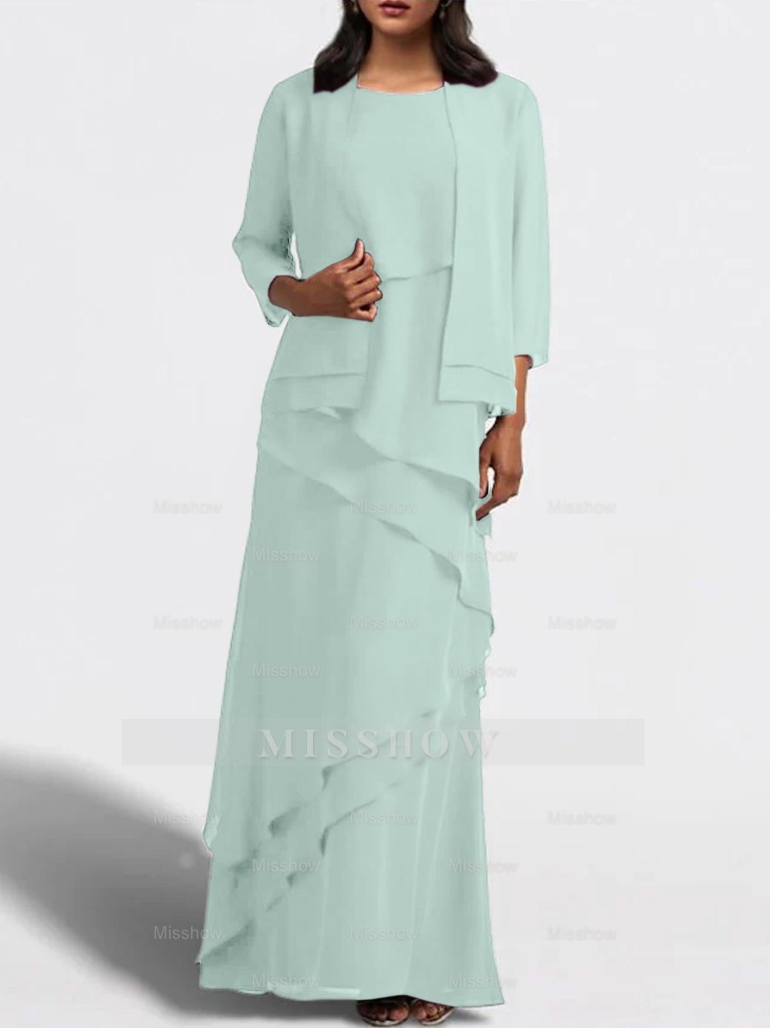 Floor-Length Mother of the Bride Sheath Dress with Matching Jacket