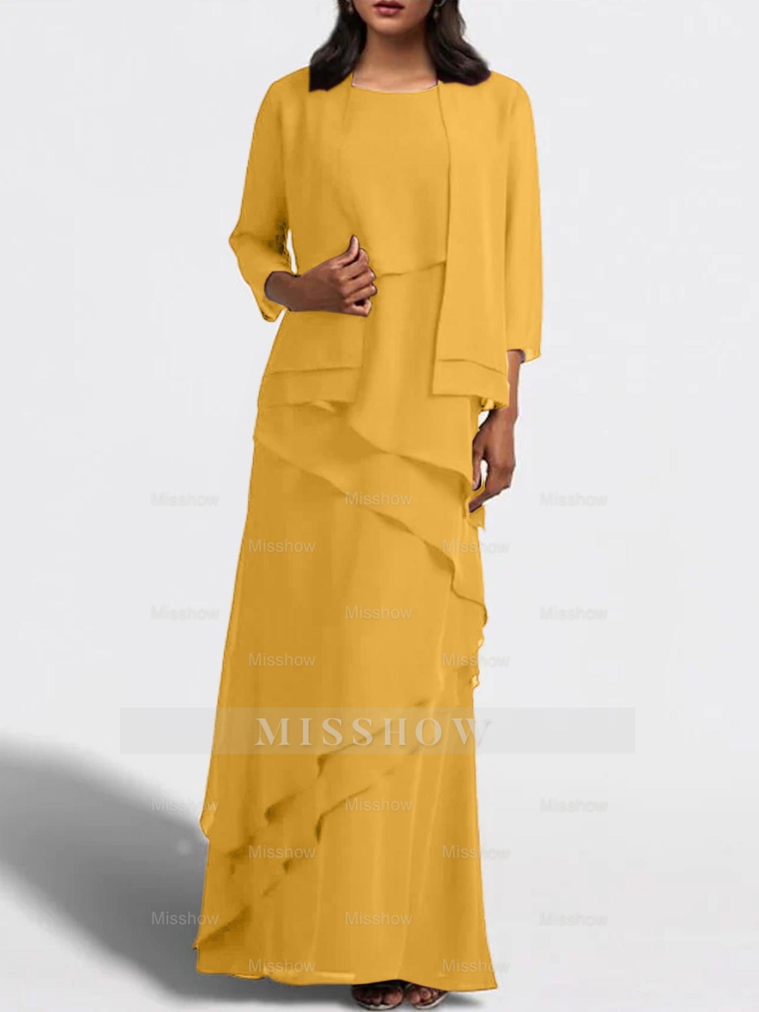 Floor-Length Mother of the Bride Sheath Dress with Matching Jacket