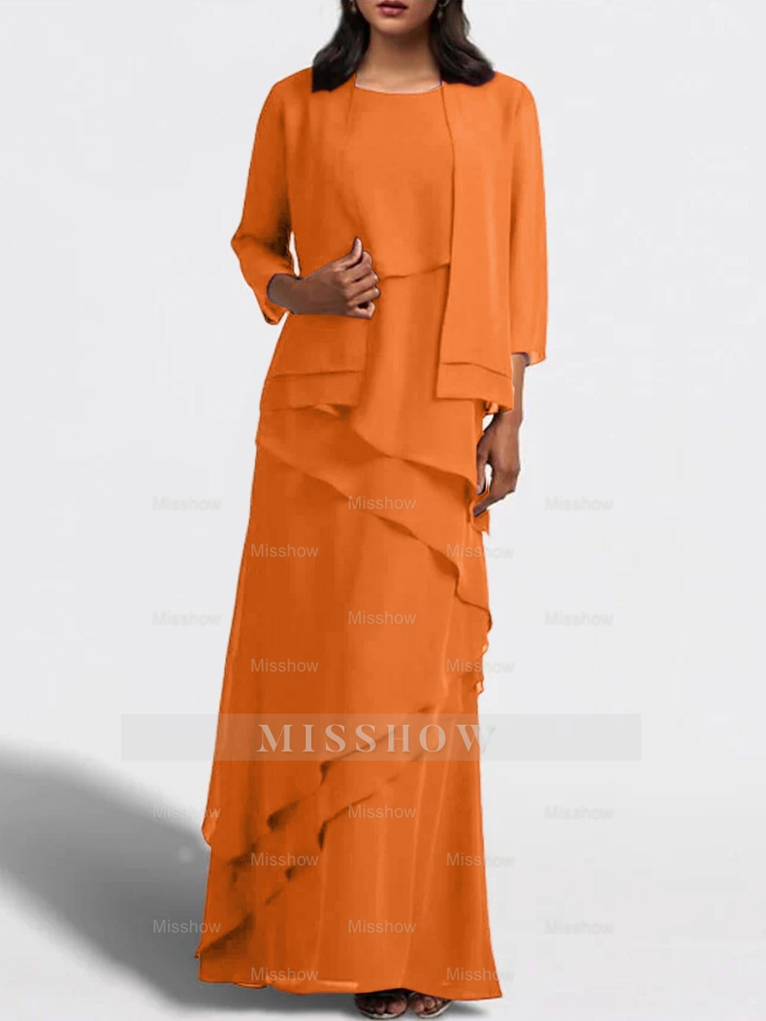 Floor-Length Mother of the Bride Sheath Dress with Matching Jacket