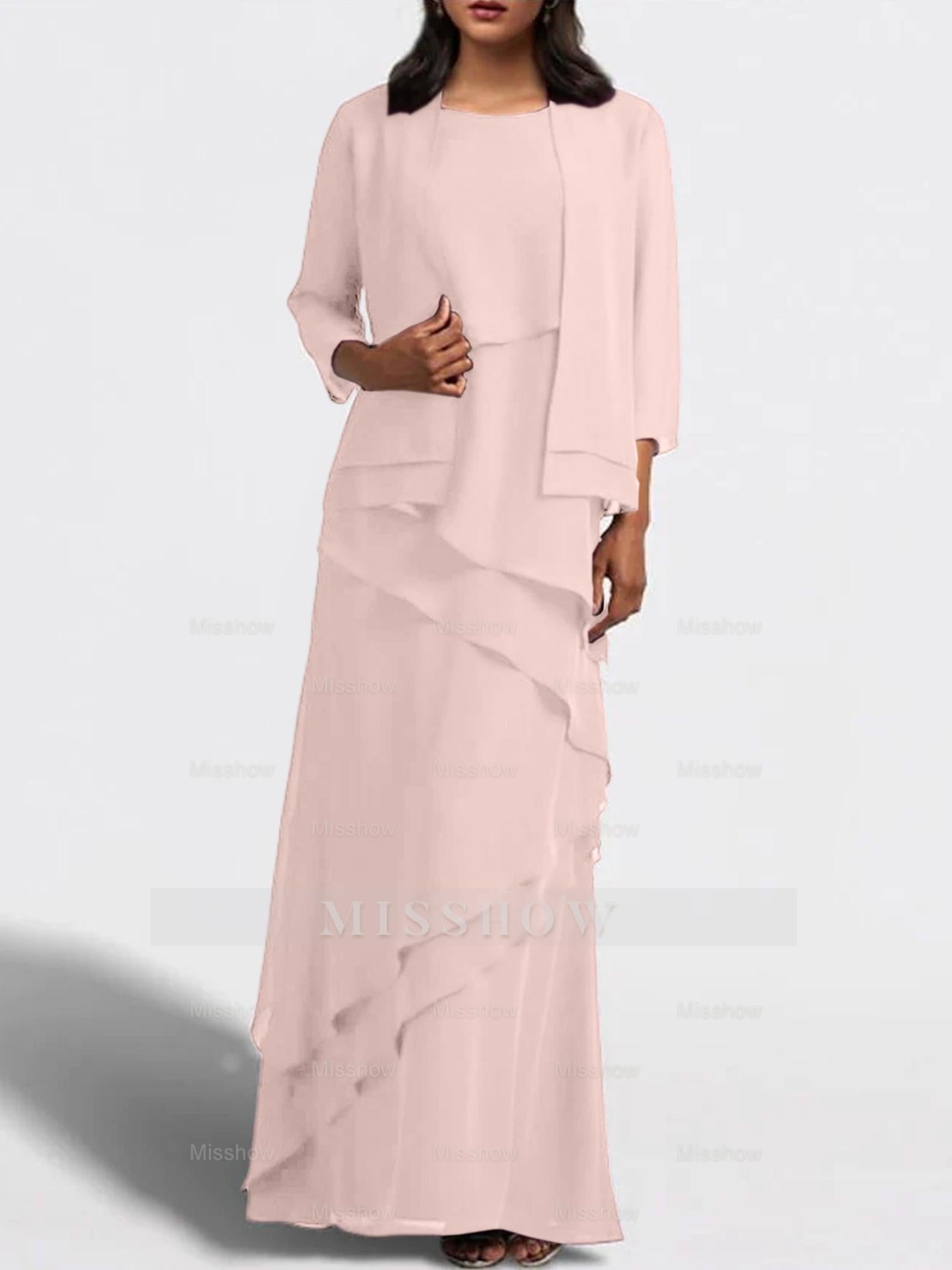 Floor-Length Mother of the Bride Sheath Dress with Matching Jacket