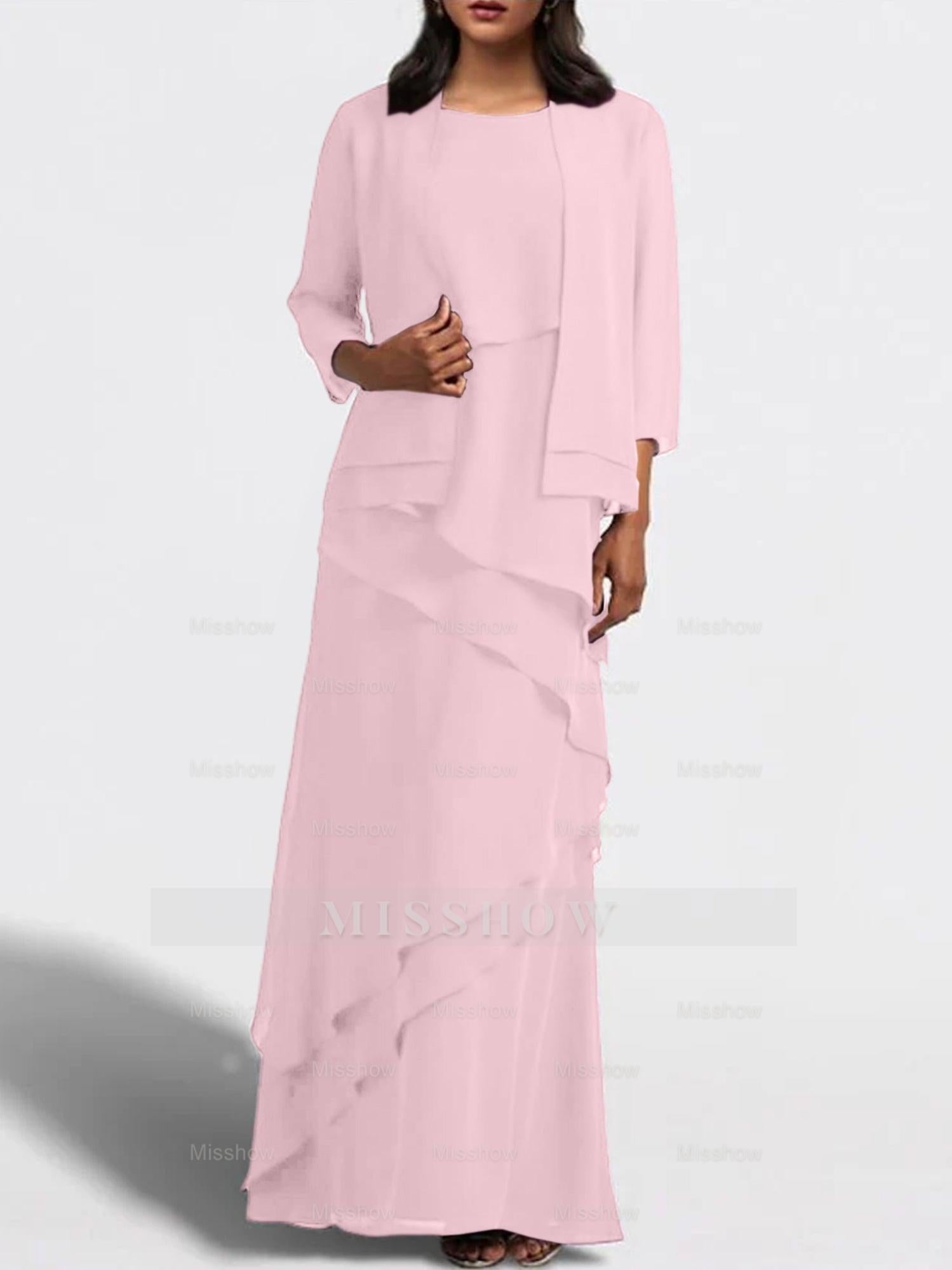 Floor-Length Mother of the Bride Sheath Dress with Matching Jacket