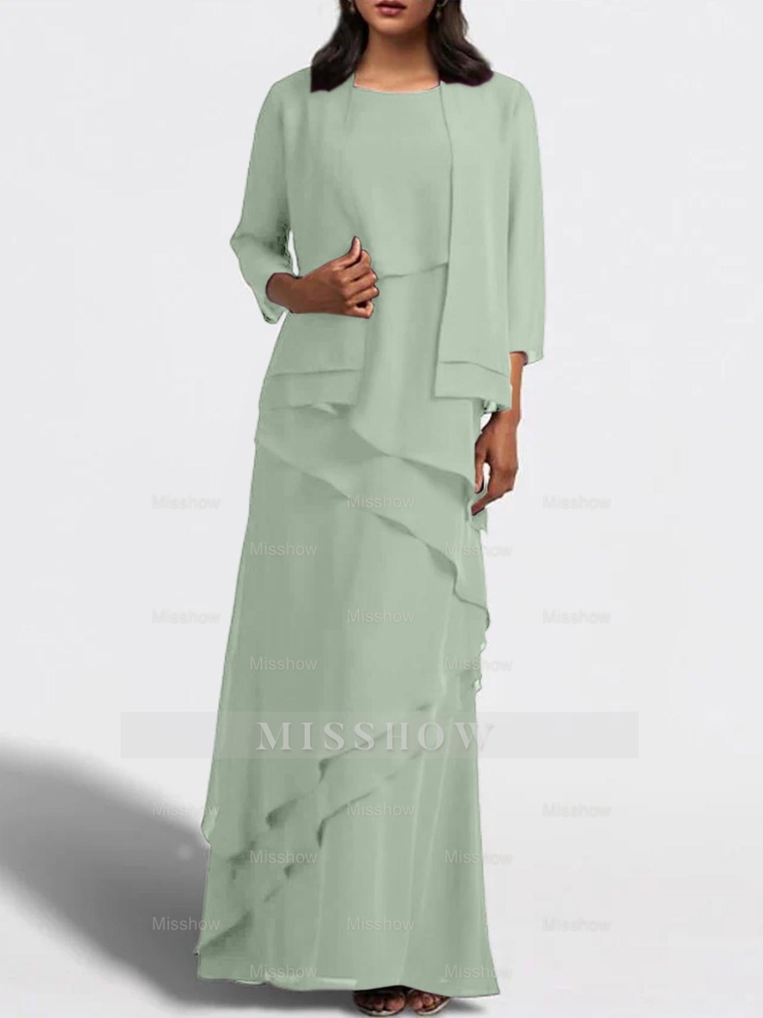 Floor-Length Mother of the Bride Sheath Dress with Matching Jacket