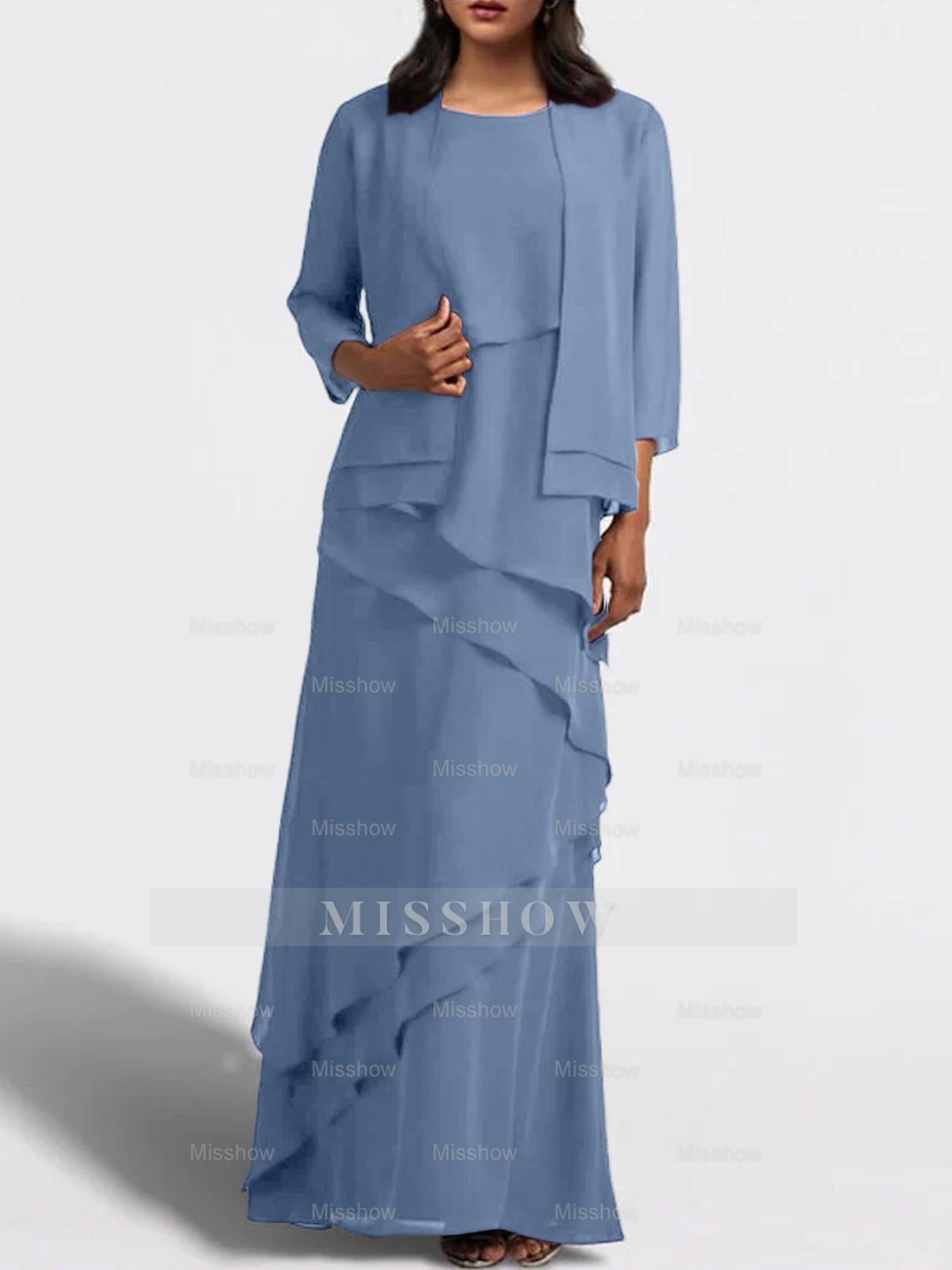 Floor-Length Mother of the Bride Sheath Dress with Matching Jacket