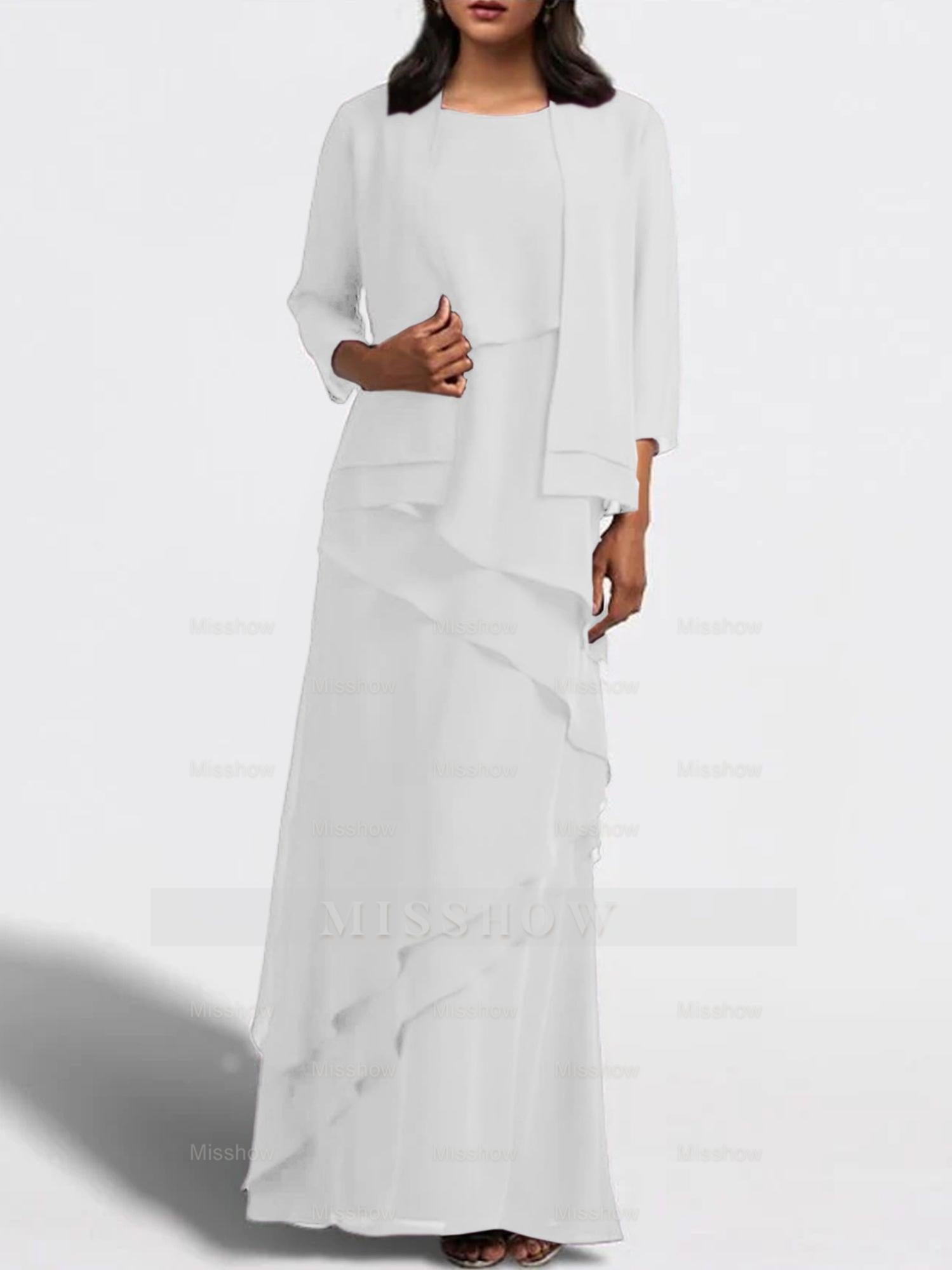 Floor-Length Mother of the Bride Sheath Dress with Matching Jacket