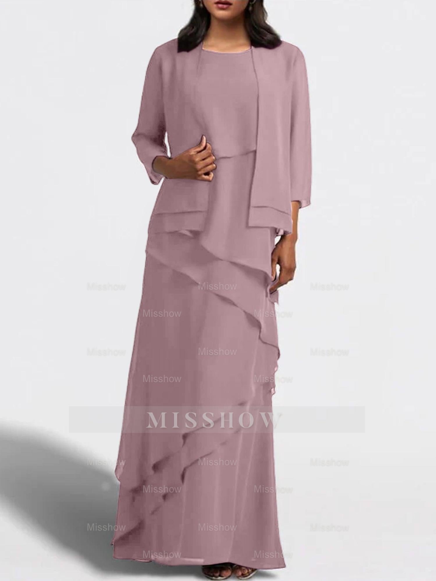 Floor-Length Mother of the Bride Sheath Dress with Matching Jacket