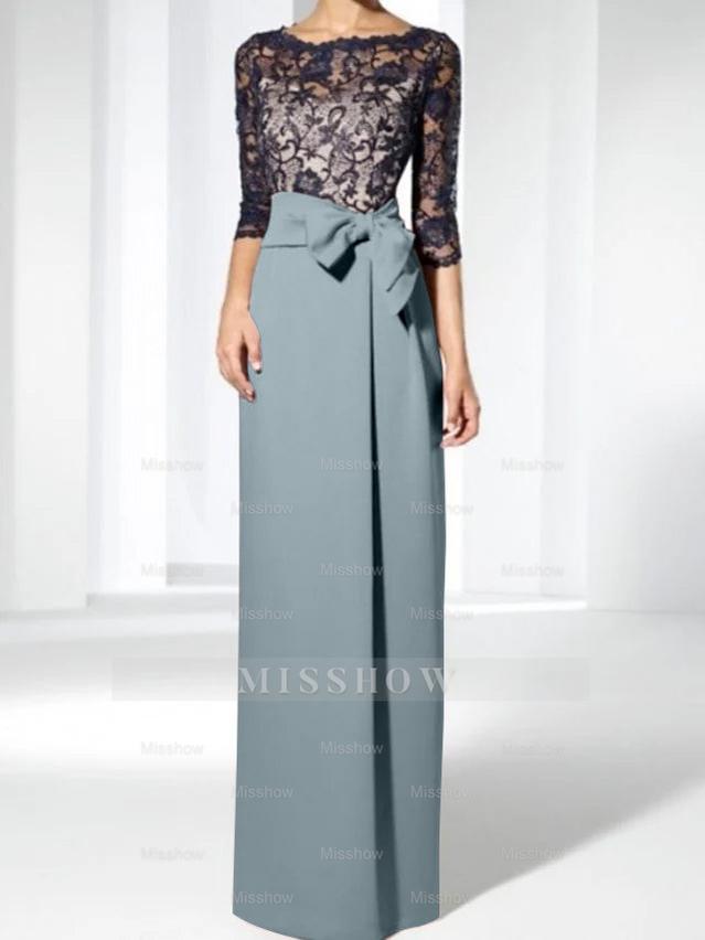 Floor-Length Mother of the Bride Sheath/Column Jewel Neck Dresses